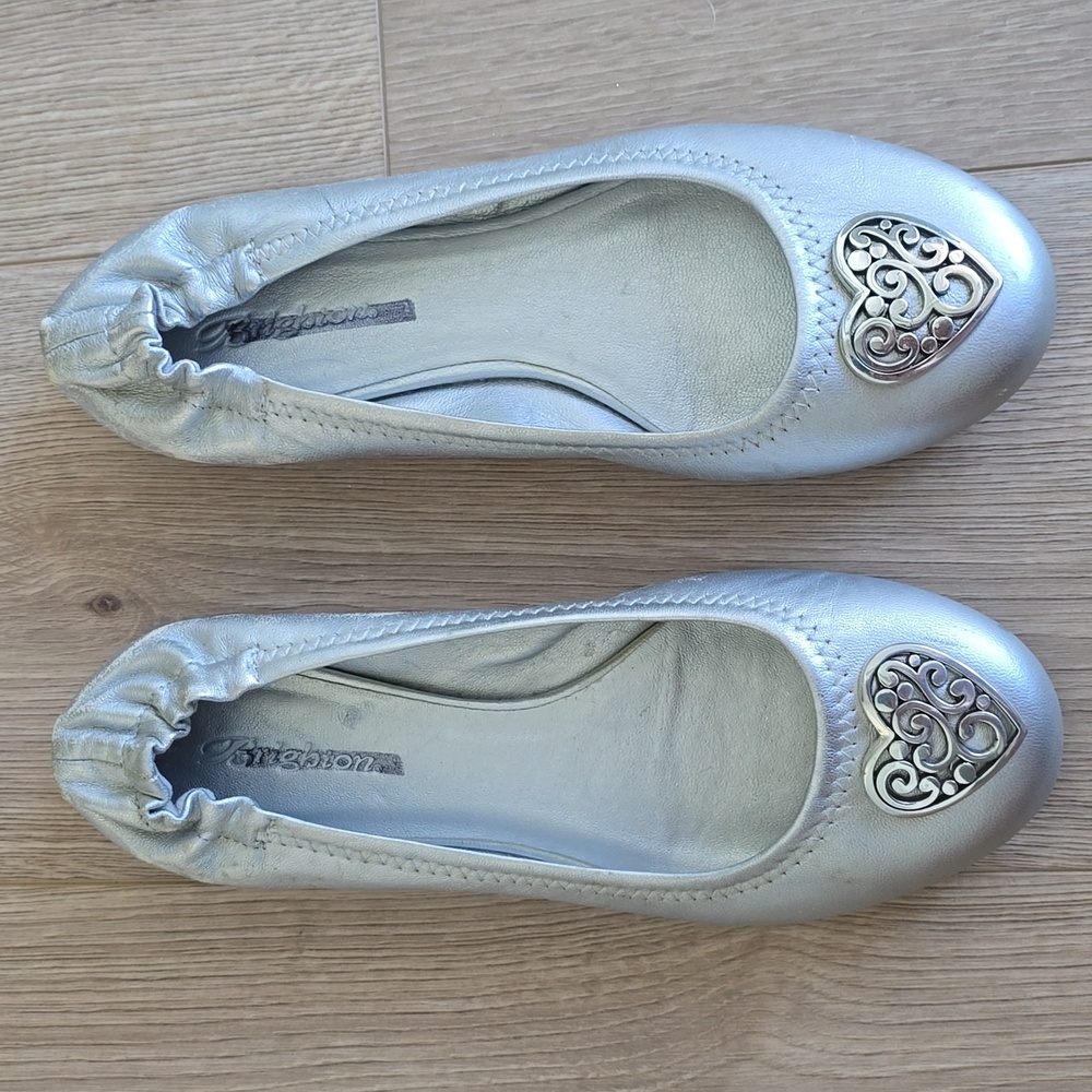 Brighton Heart Leather Ballet Flats - Silver
